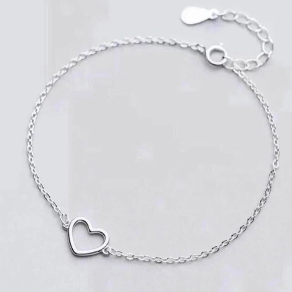 Sterling Silver Heart Outline Bracelet